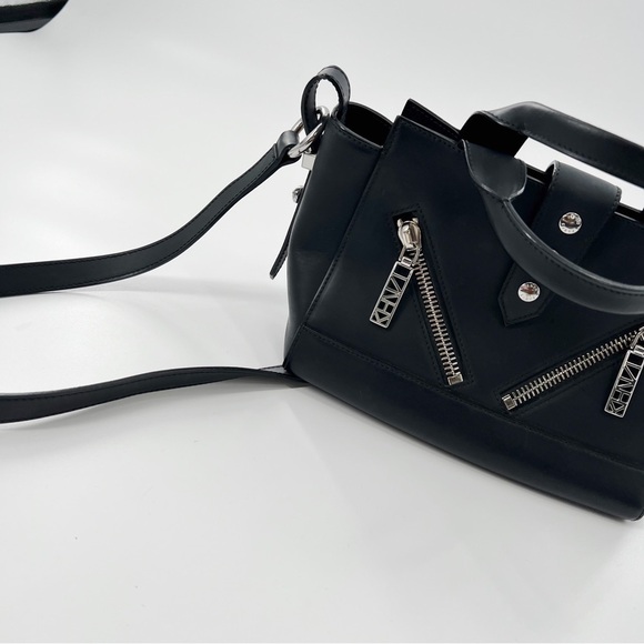 KENZO black leather structured crossbody purse with silver details - Picture 3 of 9